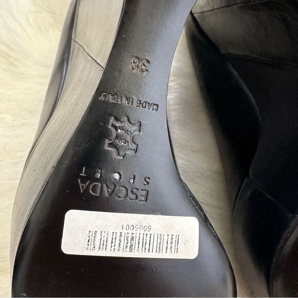 NWOB Escada Sport Colorblock Platform Leather Wedge in Black Blue Size 38 7.5 - Picture 8 of 8